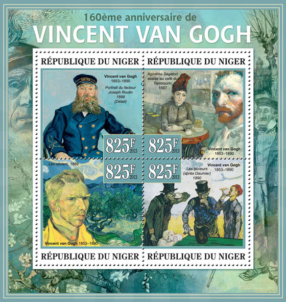 Vincent Van Gogh - Issue of Niger postage stamps
