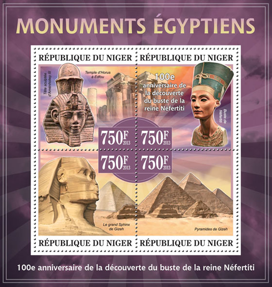 Egyptian monuments - Issue of Niger postage stamps