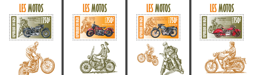 Motorcycles - Issue of Niger postage stamps