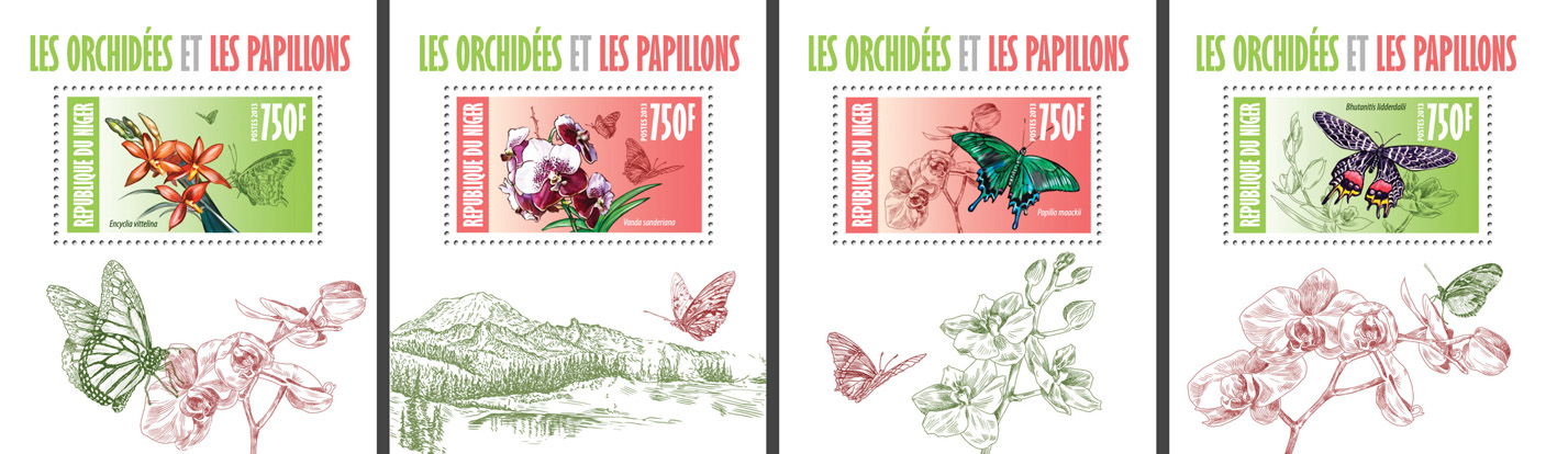 Orchids and Butterflies - Issue of Niger postage stamps