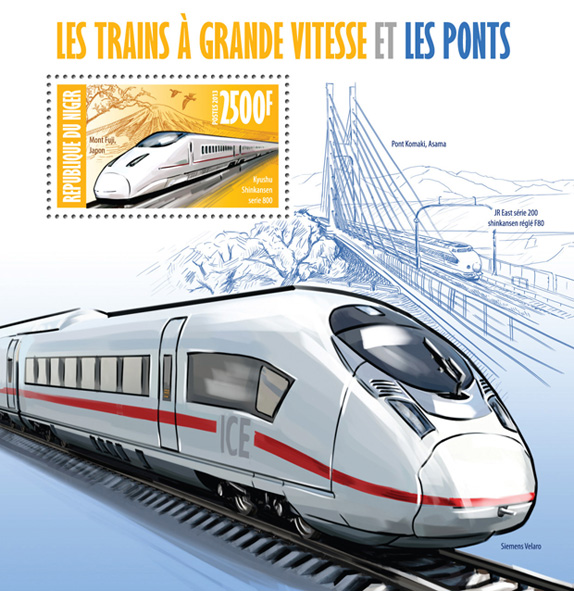 High-speed trains - Issue of Niger postage stamps