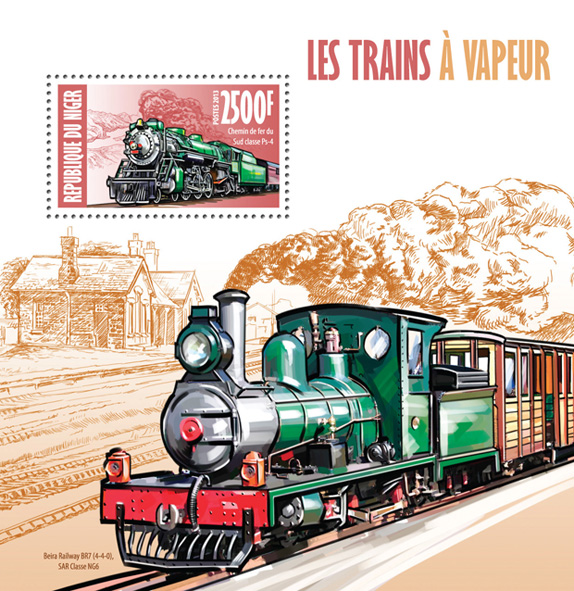 Steam trains - Issue of Niger postage stamps