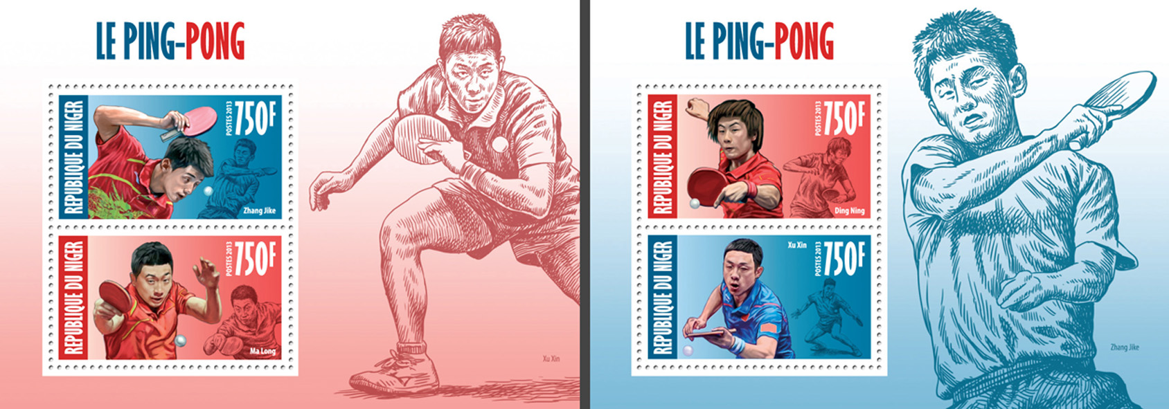 Table tennis - Issue of Niger postage stamps