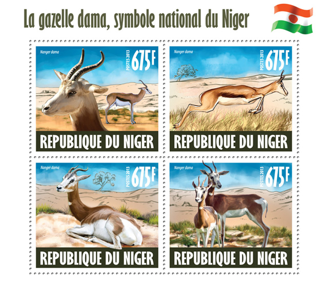 Dama gazelle - Issue of Niger postage stamps