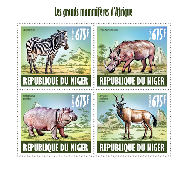 Large mammals - Issue of Niger postage stamps