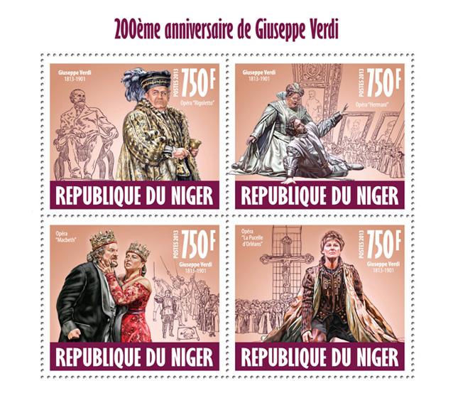 Giuseppe Verdi. - Issue of Niger postage stamps
