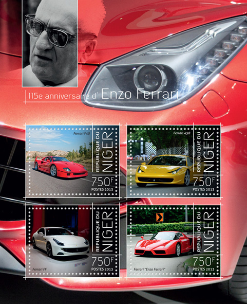 Enzo Ferrari - Issue of Niger postage stamps
