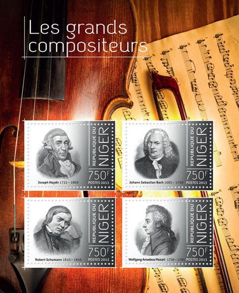 Great composers - Issue of Niger postage stamps