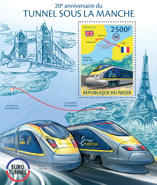 The Channel Tunnel - Issue of Niger postage stamps