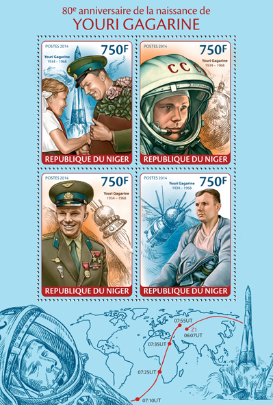 Youri Gagarine - Issue of Niger postage stamps