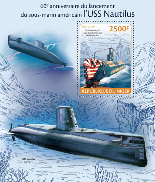 USS Nautilus (SSN-571) - Issue of Niger postage stamps