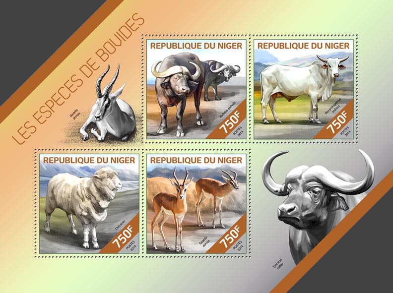 Bovid species - Issue of Niger postage stamps