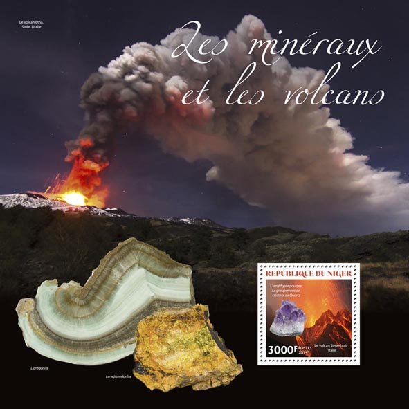 Minerals and volcanoes - Issue of Niger postage stamps