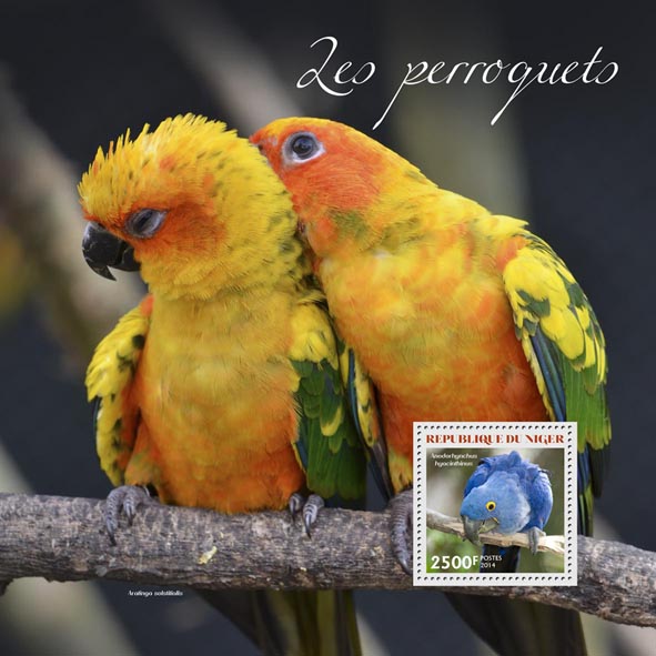 Parrots - Issue of Niger postage stamps