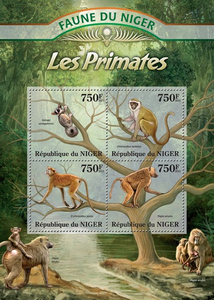 Primates - Issue of Niger postage stamps