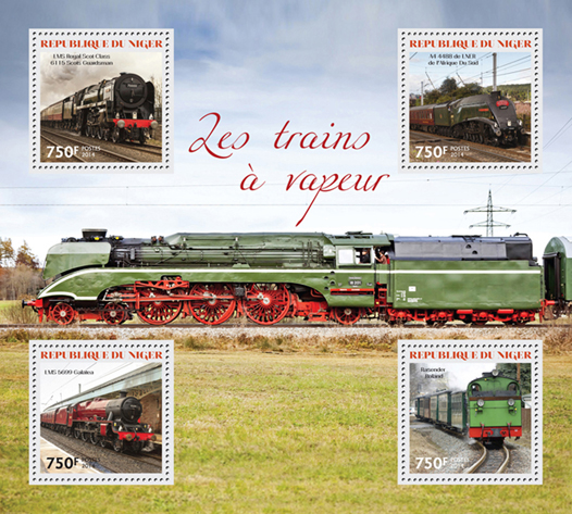 Steam trains - Issue of Niger postage stamps
