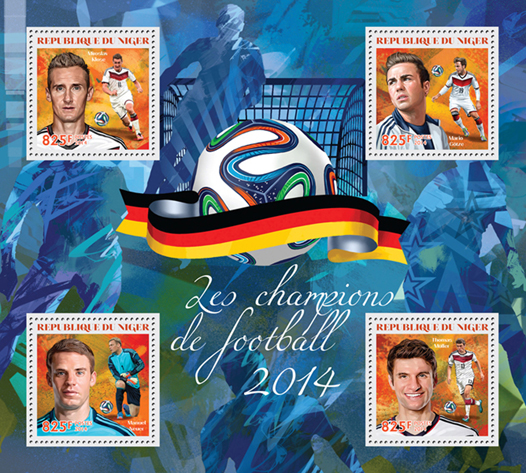 Football champions 2014 - Issue of Niger postage stamps