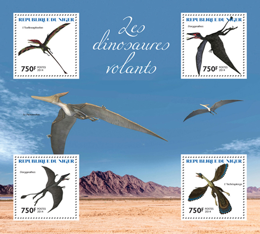 Flying dinosaurs - Issue of Niger postage stamps