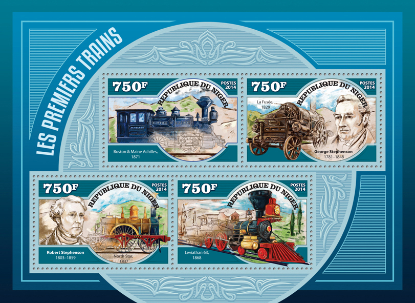 First trains - Issue of Niger postage stamps