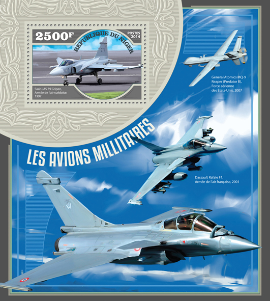Military planes - Issue of Niger postage stamps