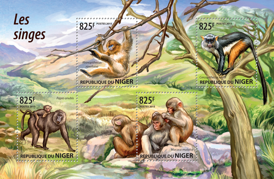 Monkeys - Issue of Niger postage stamps