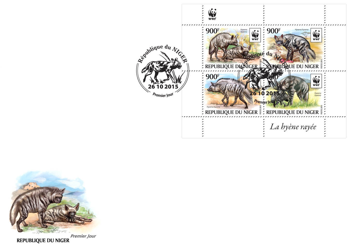 WWF – Hyena (FDC) - Issue of Niger postage stamps