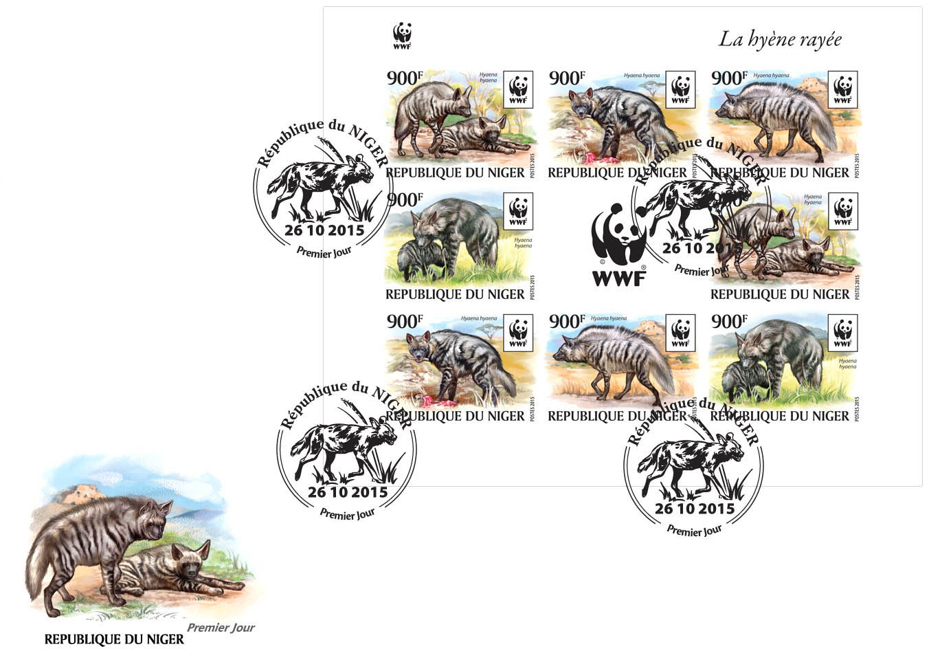 WWF – Hyena (FDC imperf.) - Issue of Niger postage stamps