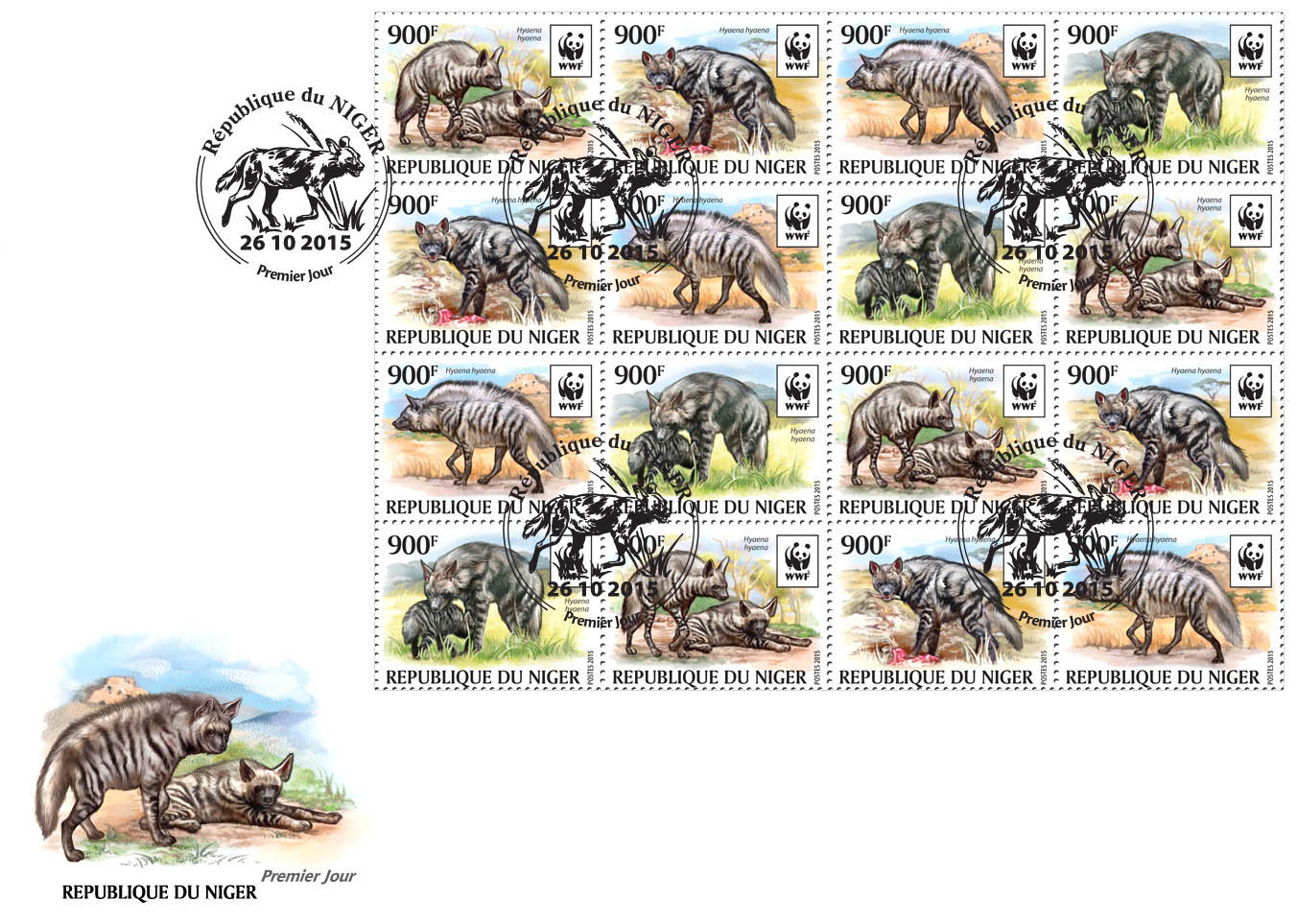 WWF – Hyena (FDC) - Issue of Niger postage stamps