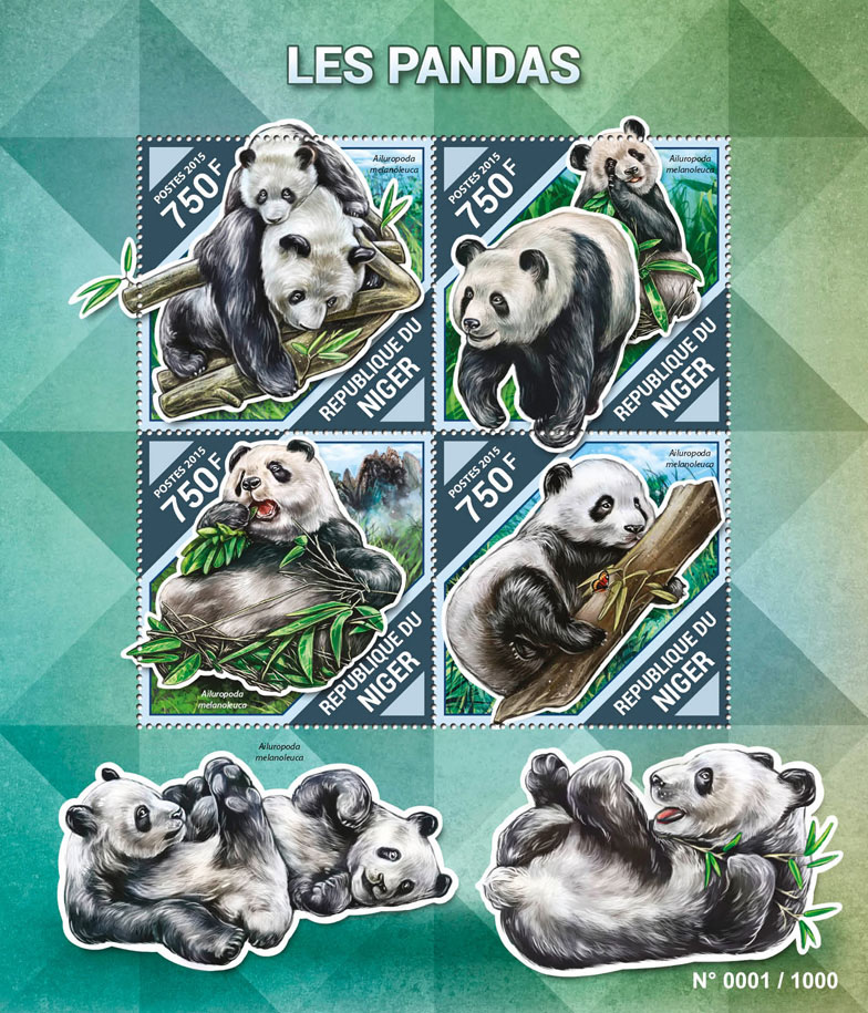 Pandas - Issue of Niger postage stamps