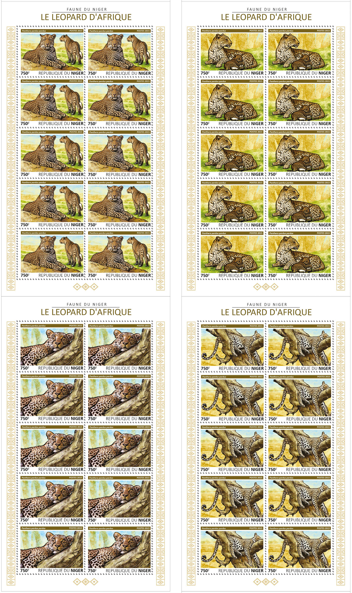 Leopard 4x10v - Issue of Niger postage stamps