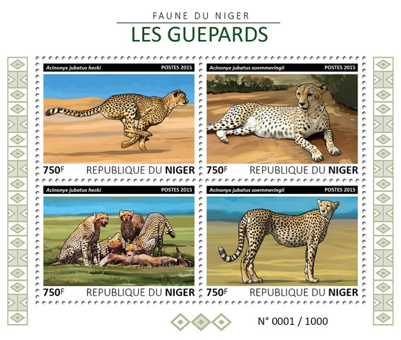 Cheetahs - Issue of Niger postage stamps