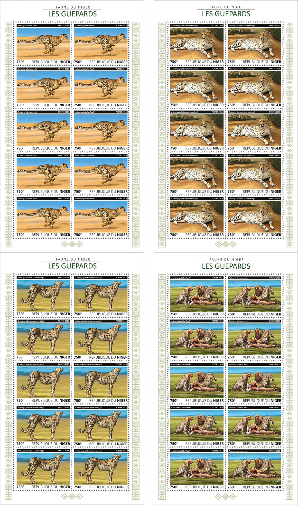 Cheetahs 4x10v - Issue of Niger postage stamps