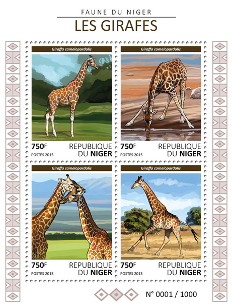 Giraffes - Issue of Niger postage stamps