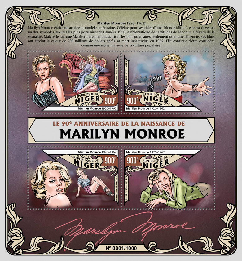 Marilyn Monroe - Issue of Niger postage stamps