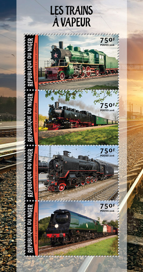 Trains - Issue of Niger postage stamps