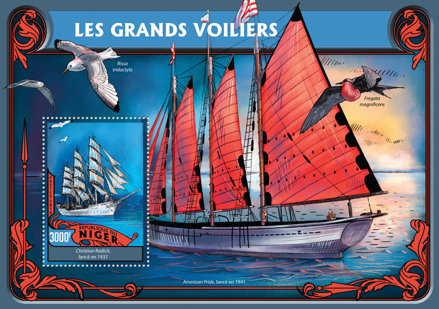 Tall Ships - Issue of Niger postage stamps