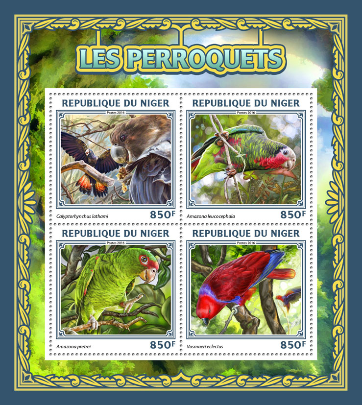 Parrots - Issue of Niger postage stamps