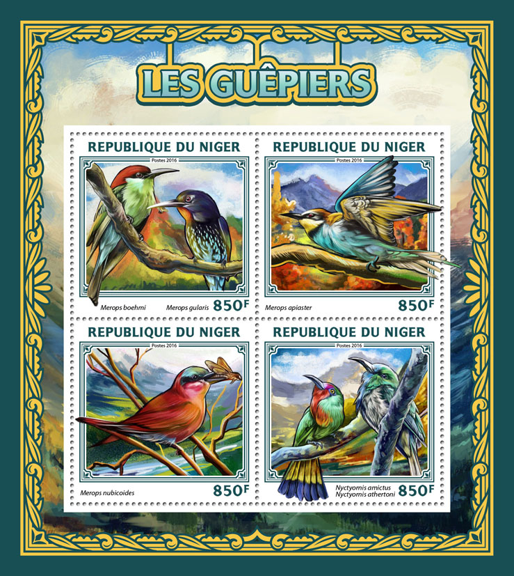 Bee-eaters - Issue of Niger postage stamps