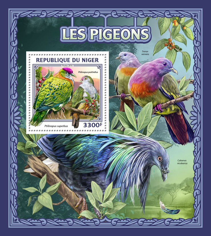 Pigeons - Issue of Niger postage stamps