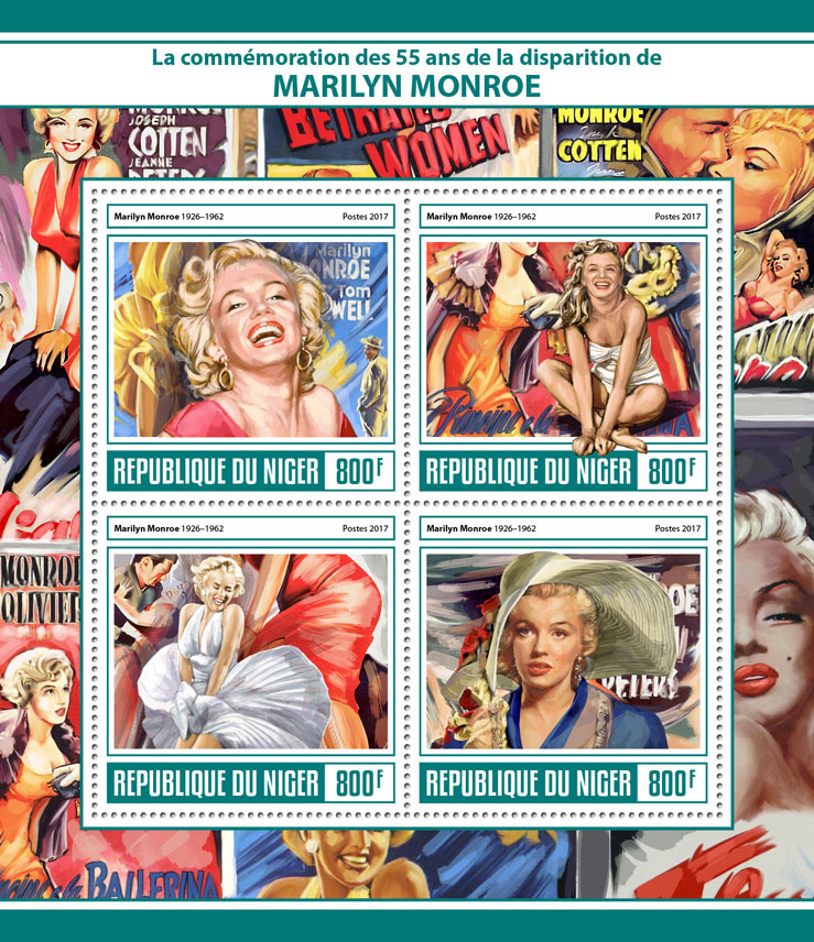 Marilyn Monroe - Issue of Niger postage stamps