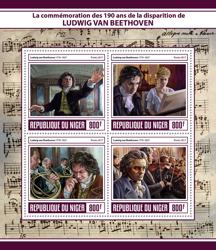 Ludwig van Beethoven - Issue of Niger postage stamps