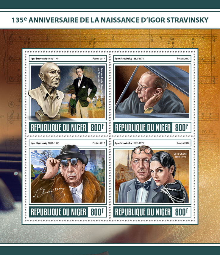 Igor Stravinsky - Issue of Niger postage stamps