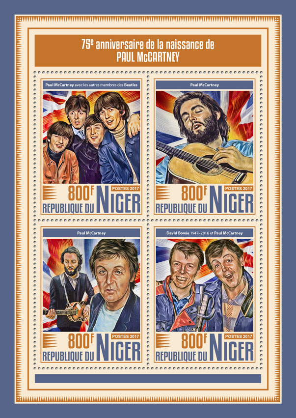 Paul McCartney - Issue of Niger postage stamps