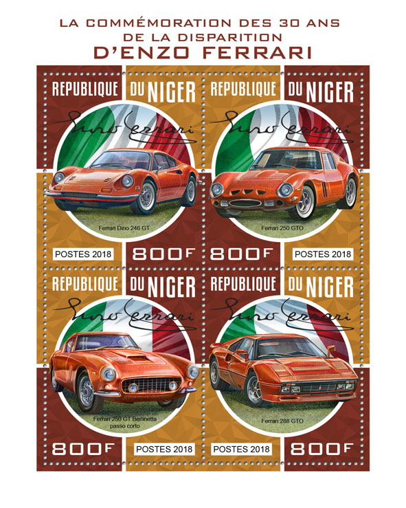 Enzo Ferrari  - Issue of Niger postage stamps