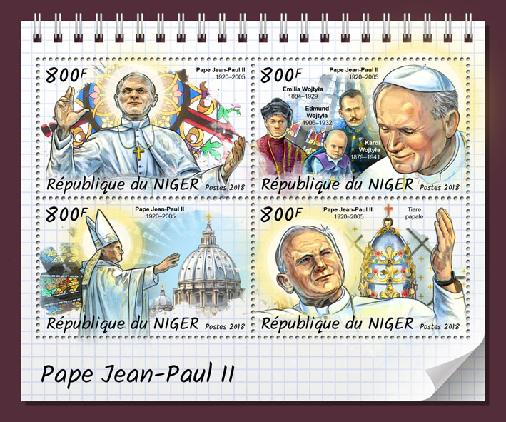 Pope John Paul II - Issue of Niger postage stamps