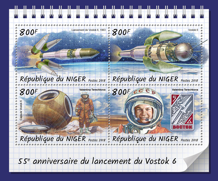 Vostok 6 - Issue of Niger postage stamps