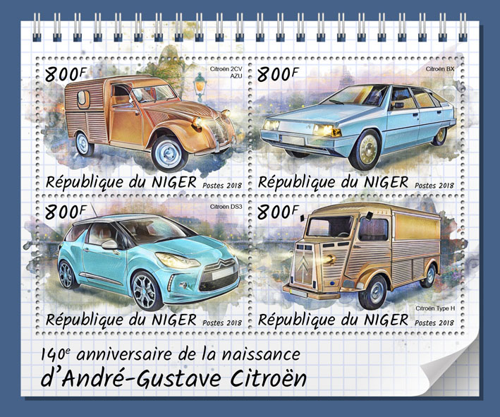 Andre-Gustave Citroen - Issue of Niger postage stamps