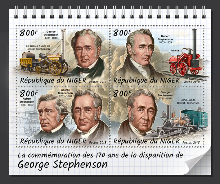 George Stephenson - Issue of Niger postage stamps
