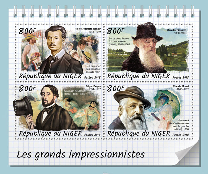 Great impressionists  - Issue of Niger postage stamps