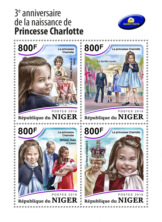 Princess Charlotte - Issue of Niger postage stamps